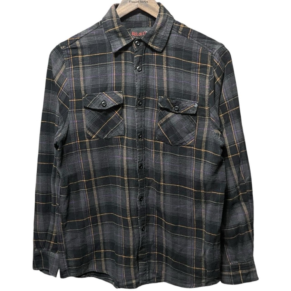Vintage Molokai Surf Company skater Grunge button up 2000s Y2K flannel Shirt top